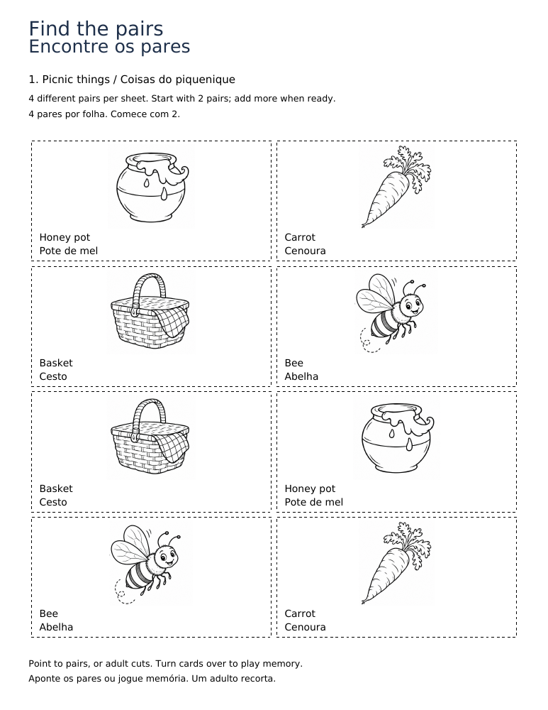 Printable preview: Find the pairs