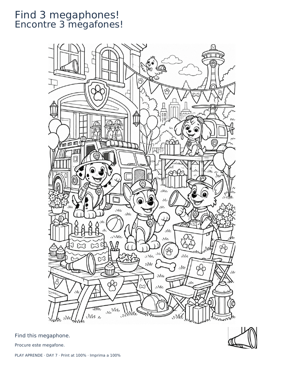 Printable preview: Find 3 megaphones