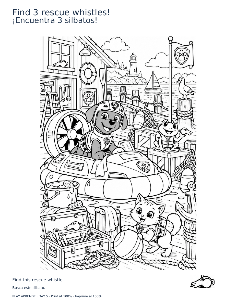 Printable preview: Find 3 rescue whistles