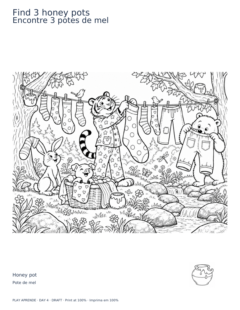 Printable preview: Find 3 honey pots