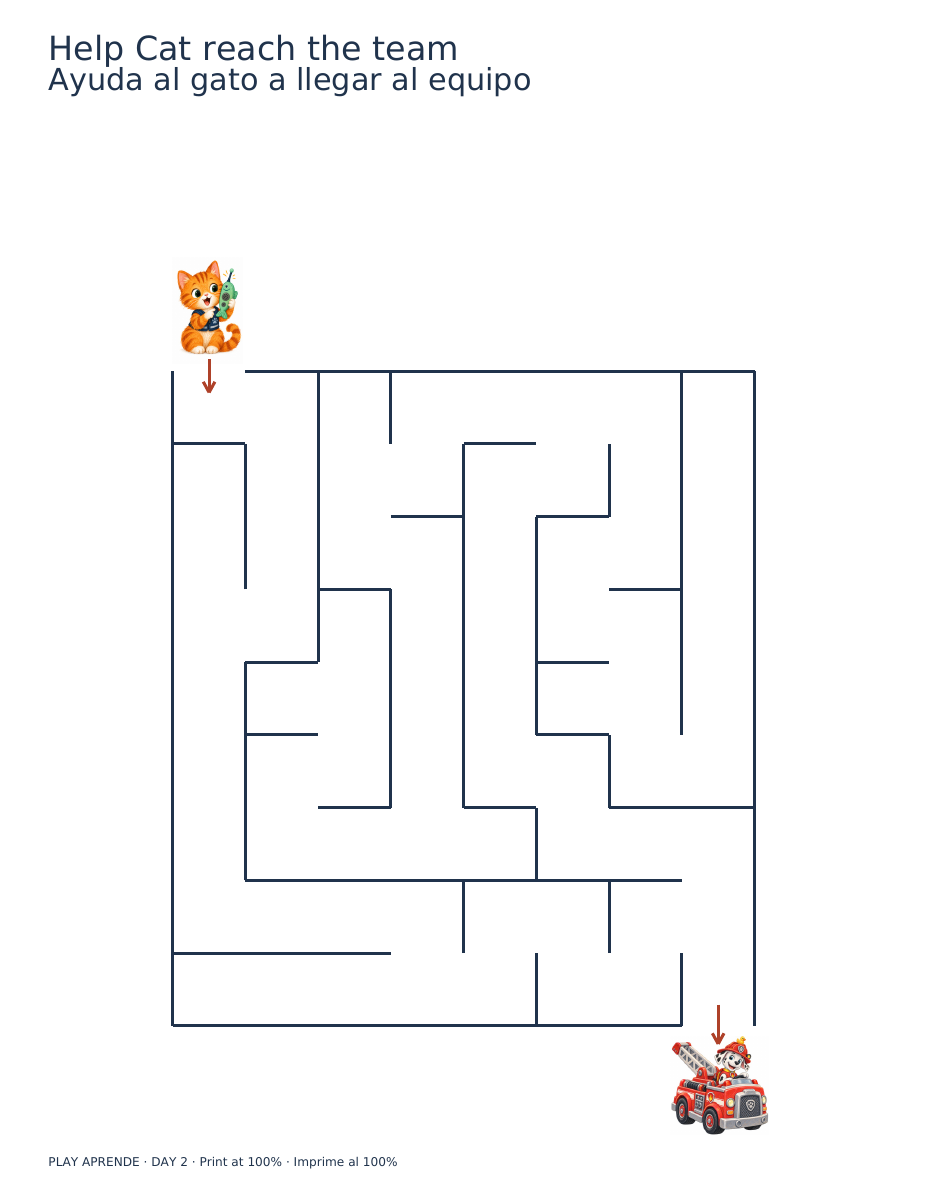 Printable preview: The kitten’s rescue route