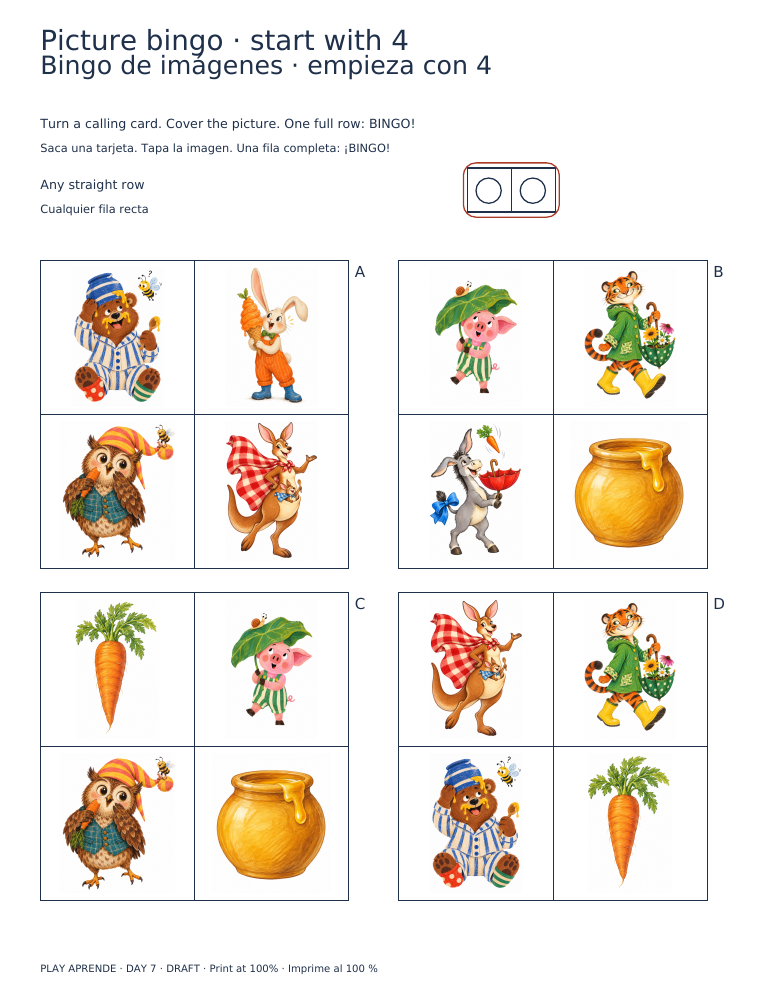 Printable preview: Picture bingo