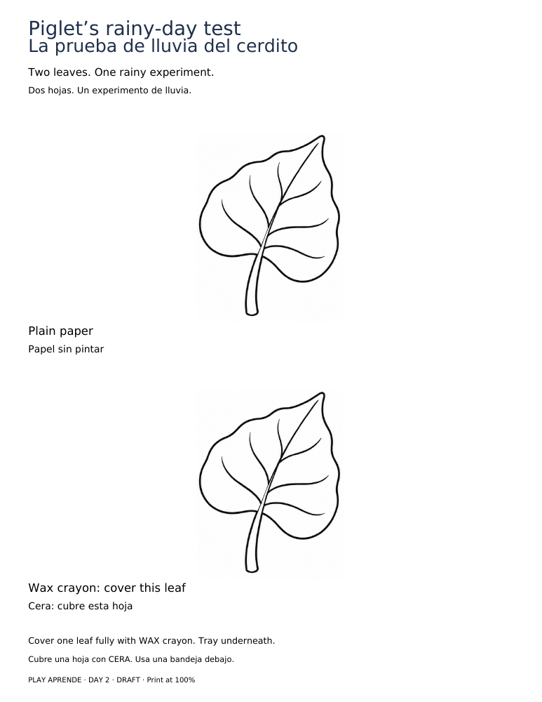 Printable preview: Will the leaf stay dry?