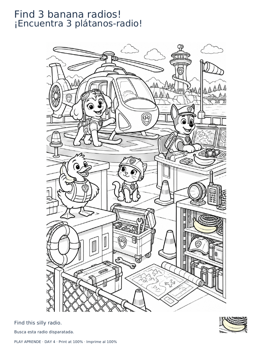 Printable preview: Find 3 banana radios