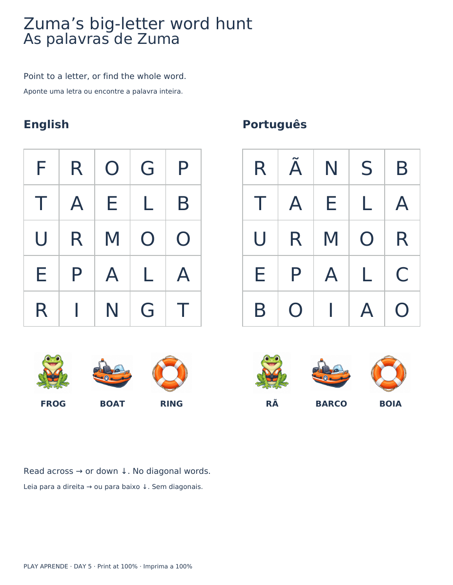 Printable preview: Zuma’s big-letter word hunt