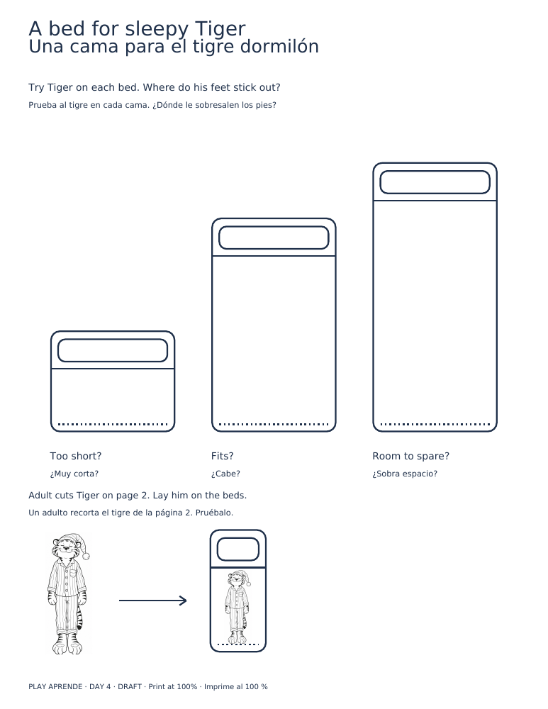 Printable preview: A bed for sleepy Tiger