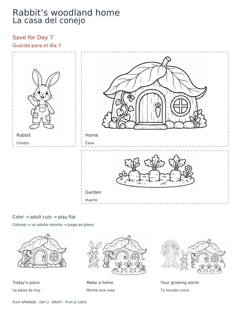 Printable preview: Rabbit’s woodland home