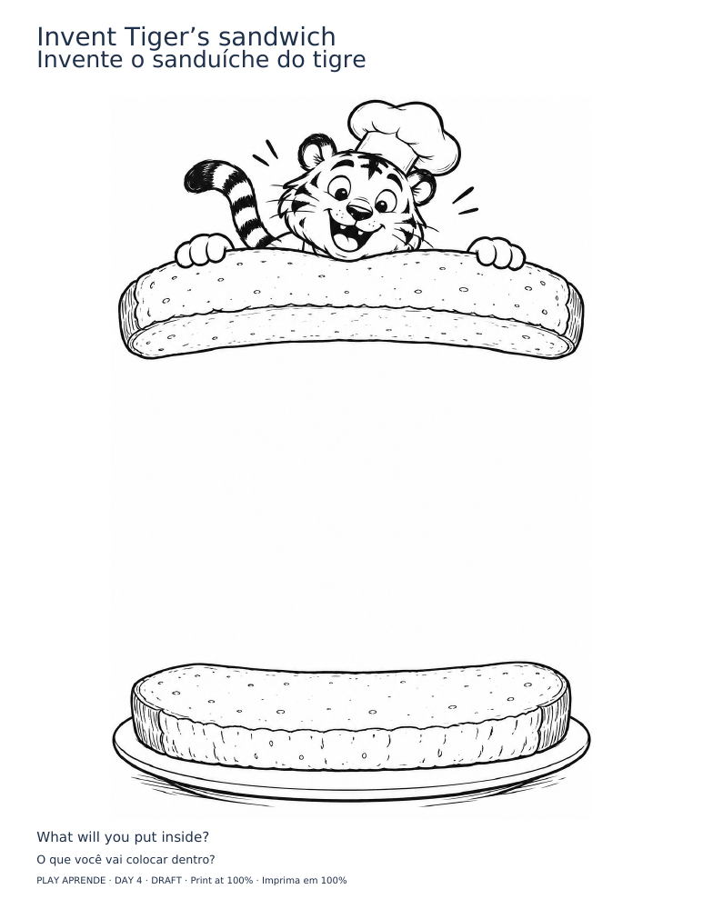 Printable preview: Invent Tiger’s sandwich