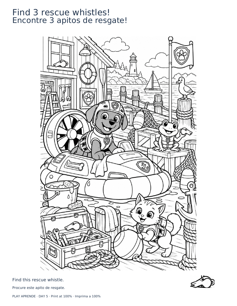 Printable preview: Find 3 rescue whistles