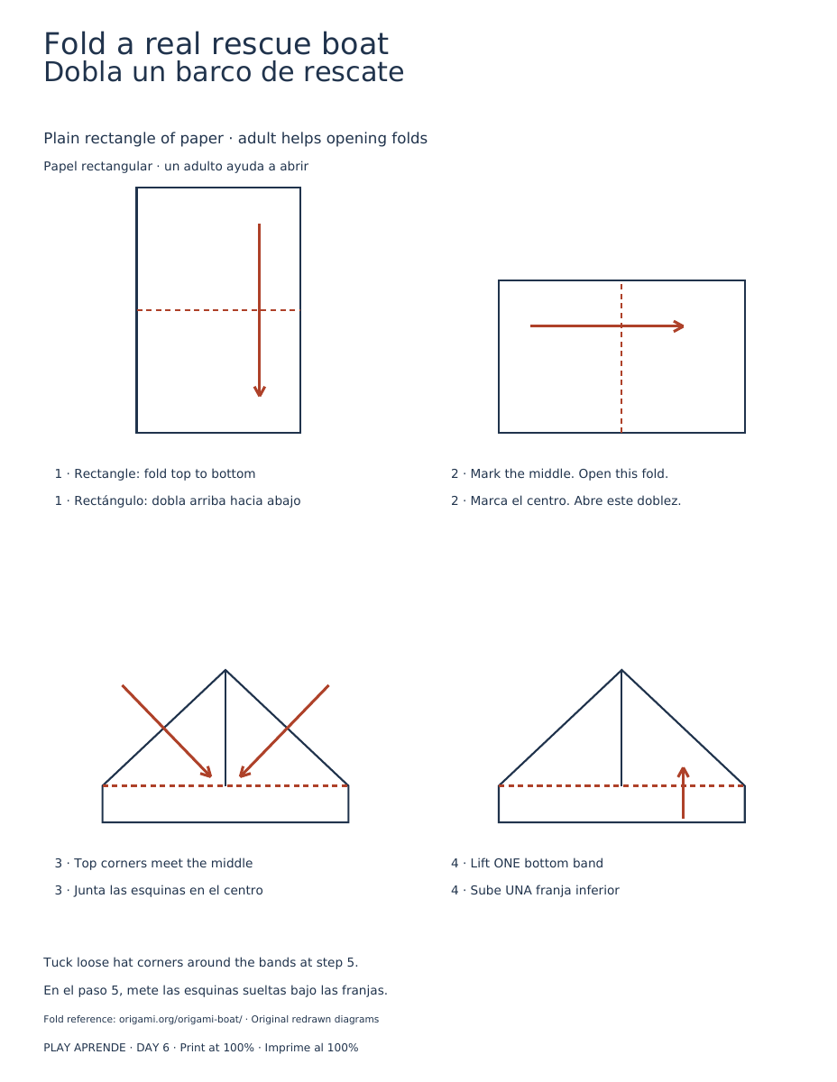 Printable preview: Fold a rescue boat