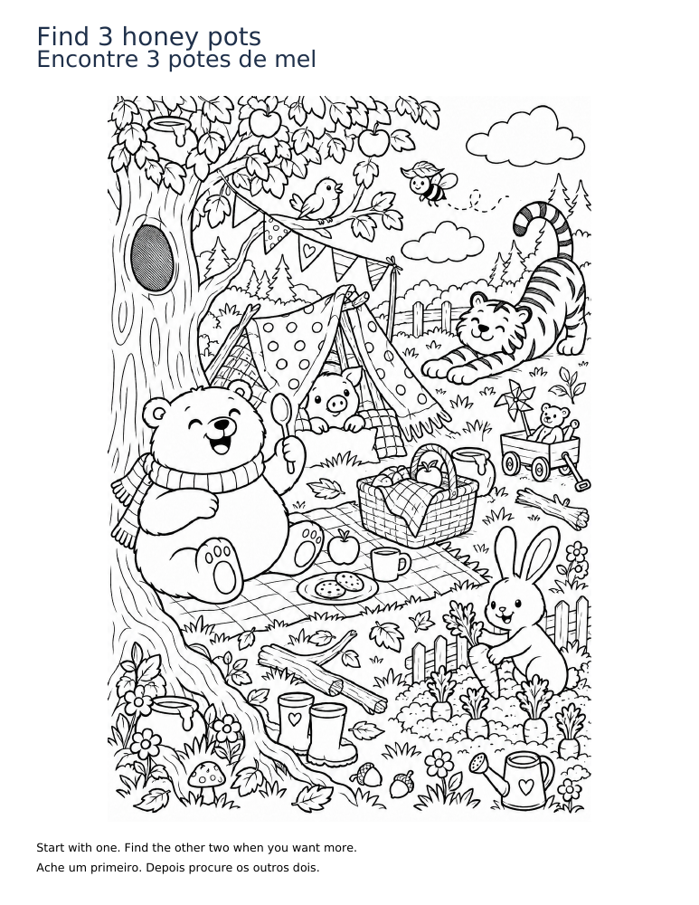 Printable preview: Find 3 honey pots