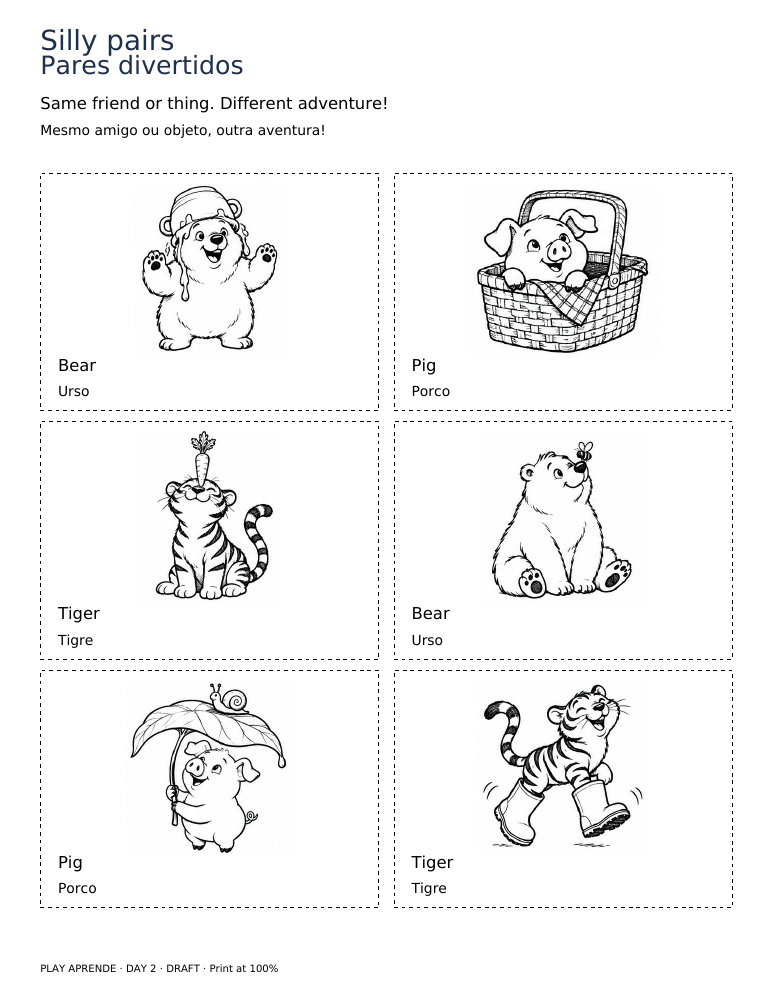 Printable preview: Silly pairs