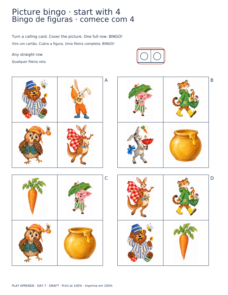 Printable preview: Picture bingo