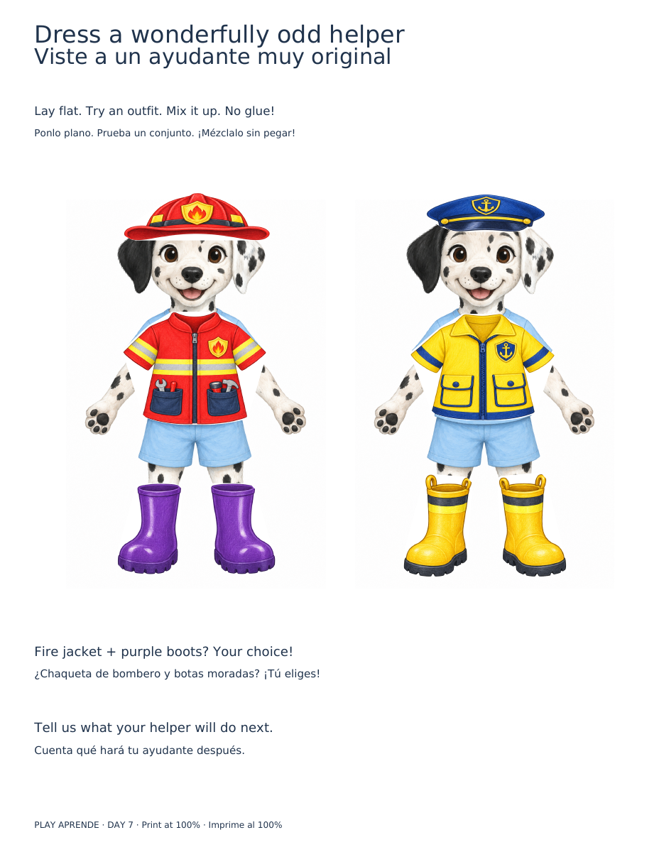Printable preview: Dress a wonderfully odd helper