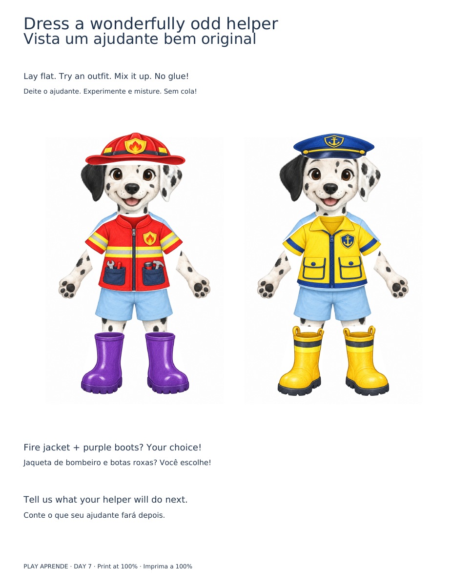 Printable preview: Dress a wonderfully odd helper