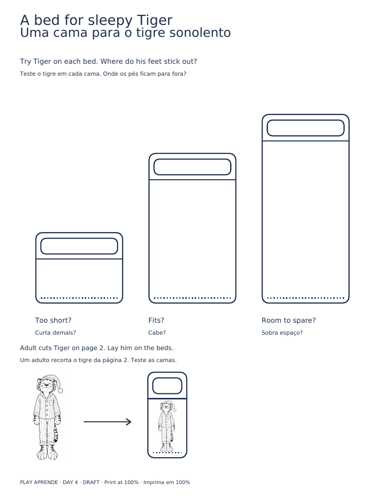 Printable preview: A bed for sleepy Tiger