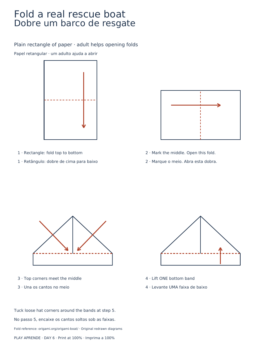 Printable preview: Fold a rescue boat