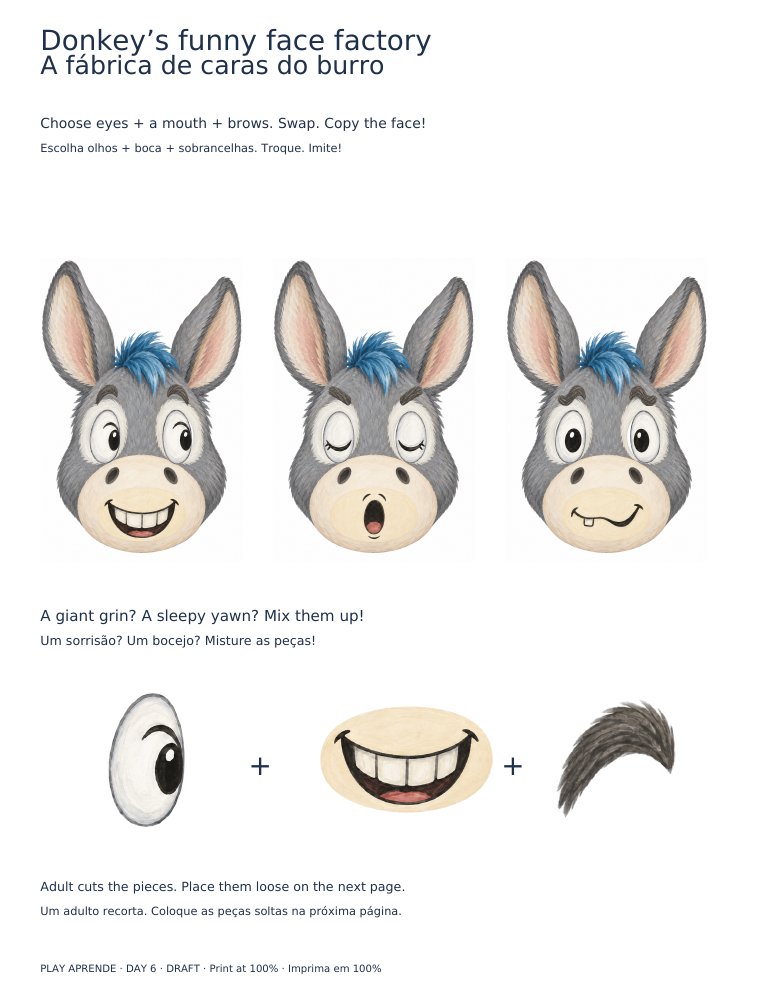 Printable preview: Donkey’s silly face factory