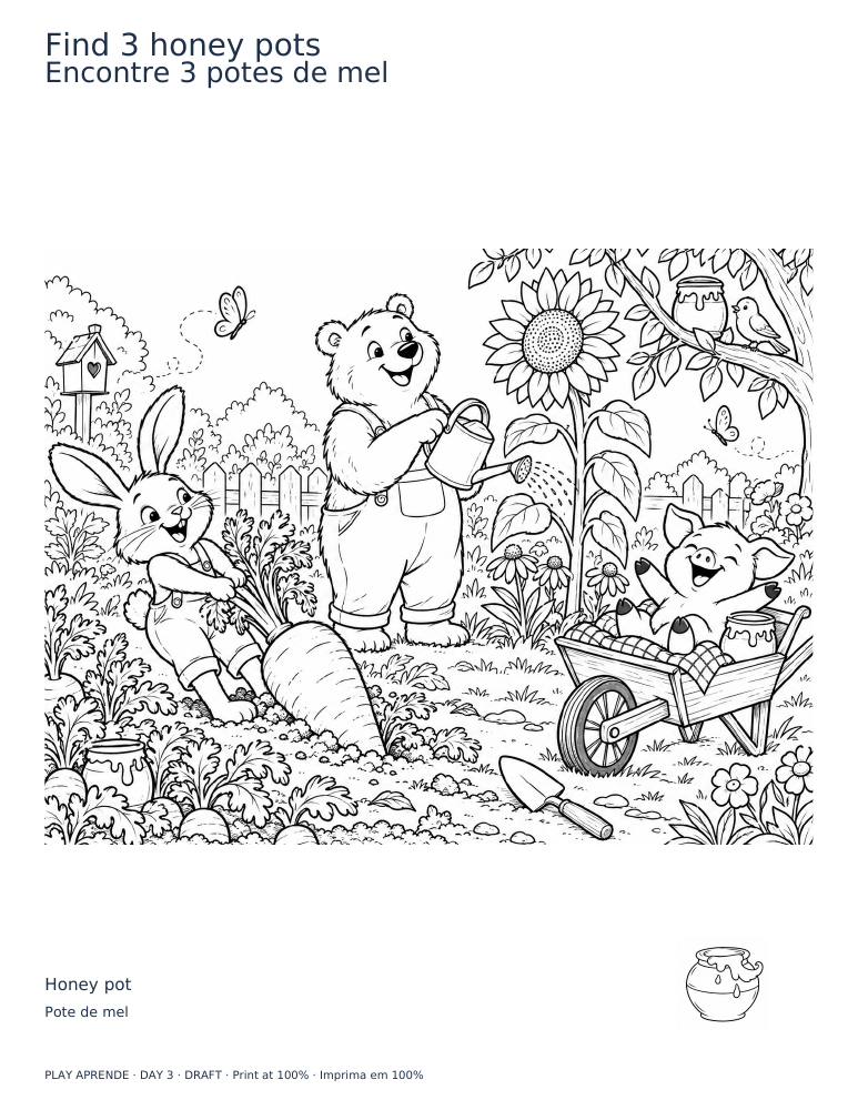 Printable preview: Find 3 honey pots