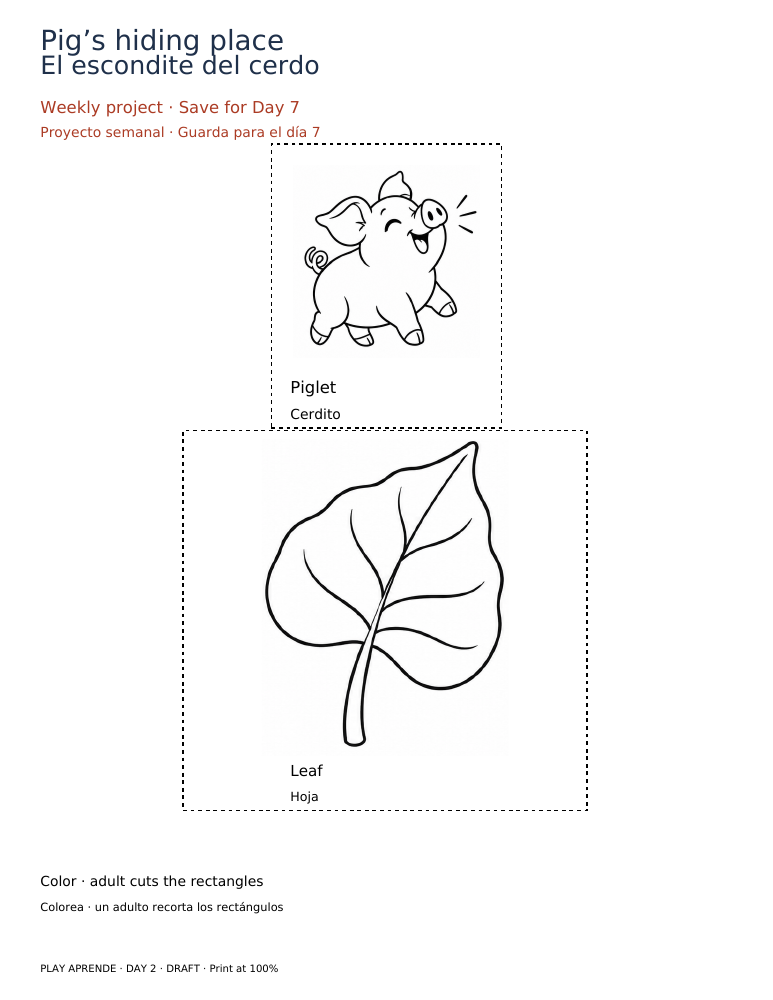 Printable preview: Pig’s hiding place