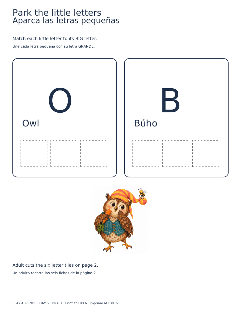 Printable preview: Owl’s letter parking