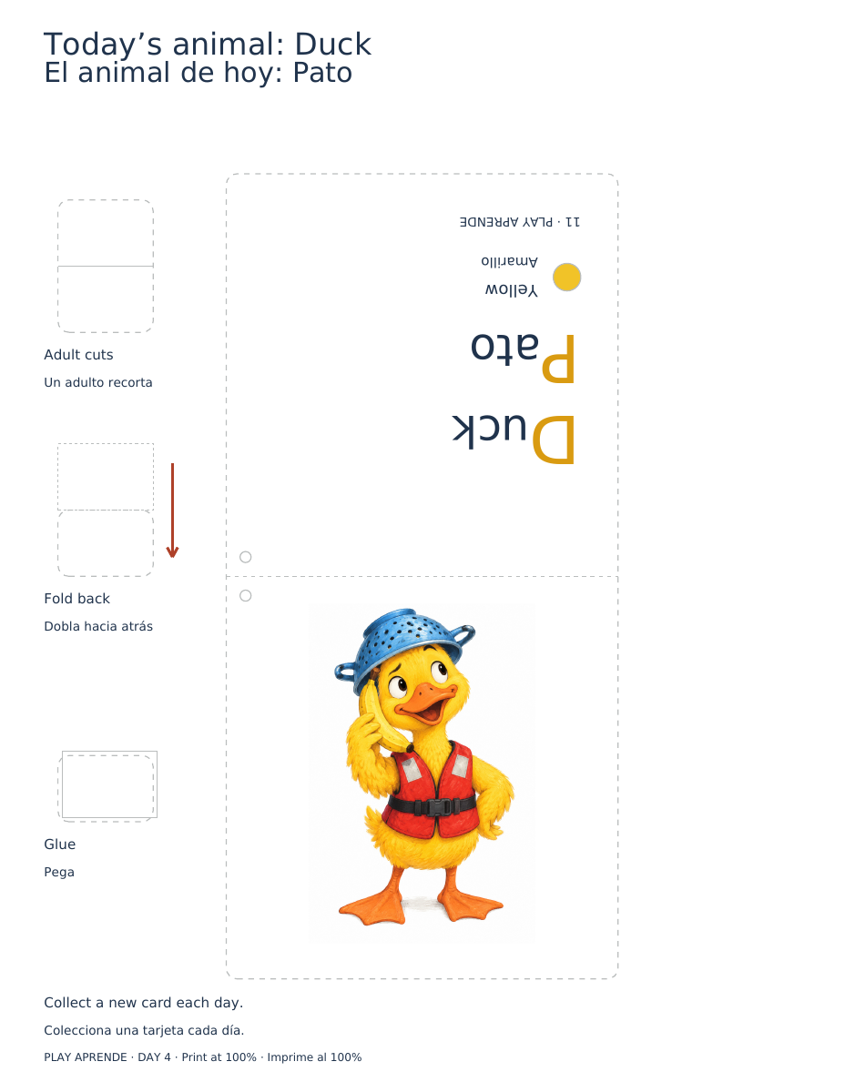 Printable preview: Your Duck card