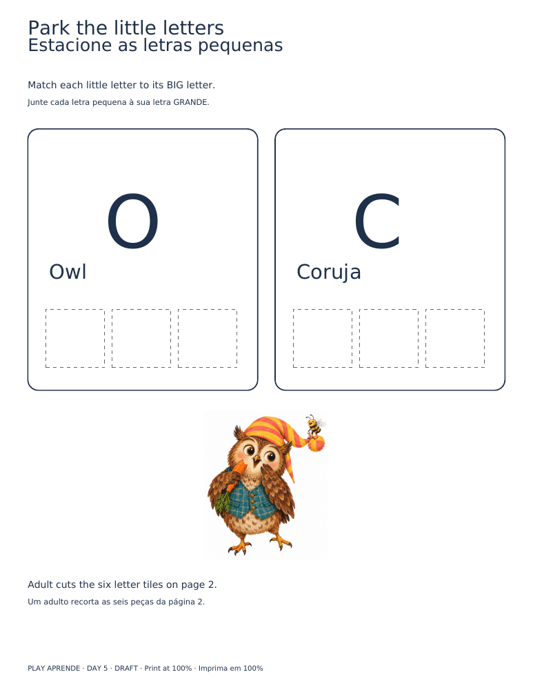 Printable preview: Owl’s letter parking