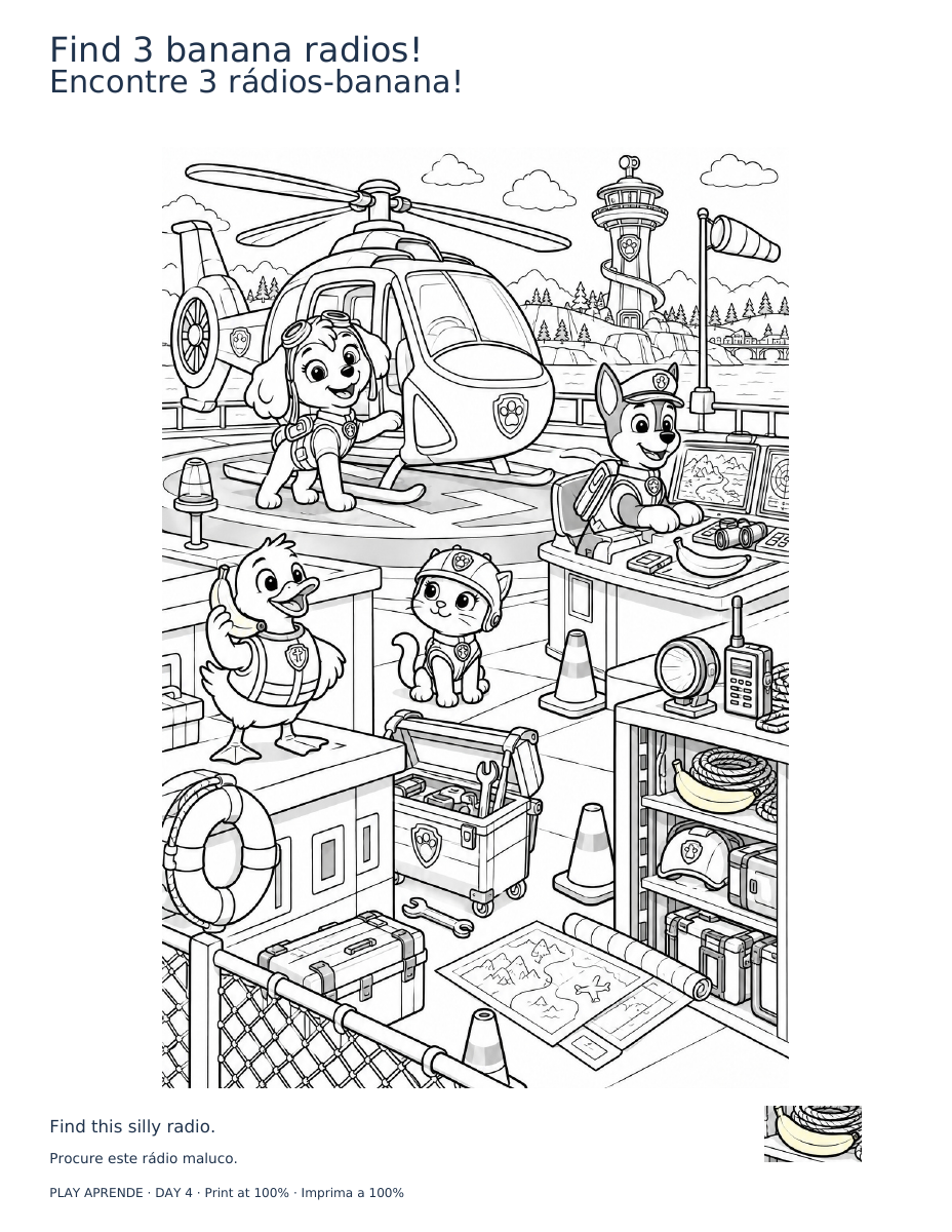 Printable preview: Find 3 banana radios