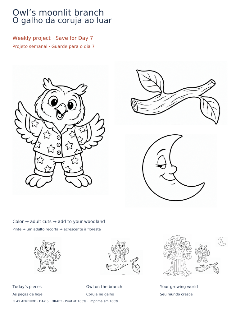 Printable preview: Owl’s moonlit branch