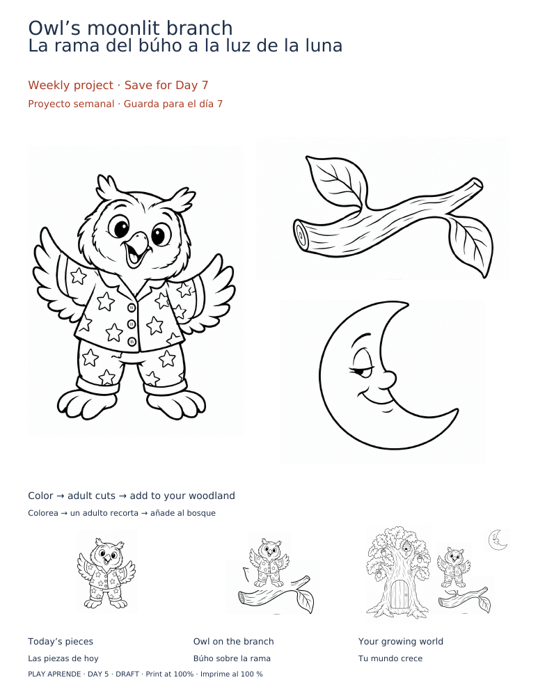 Printable preview: Owl’s moonlit branch